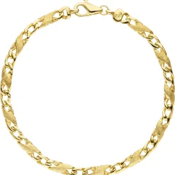 4,4mm Armband Goldarmband X-Panzerkette aus 585 Gold Gelbgold, teilmatt, 21cm