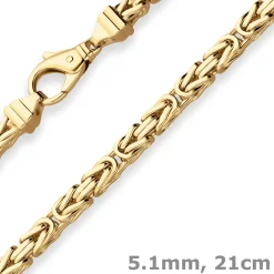 5,1mm Armband Königskette Armschmuck aus 585 Gold Gelbgold 21cm