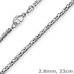 2,8mm Armband Königskette Armschmuck aus 925 Silber rhodiniert 23cm