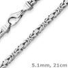 5,1mm Armband Königskette Armschmuck aus 925 Silber rhodiniert 21cm
