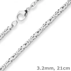 3,2mm Armband Königskette Silberarmband Armschmuck aus 925 Silber 21cm
