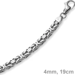 4mm Armband Königskette, 585 Weißgold, massiv, 19cm, Goldkette Unisex