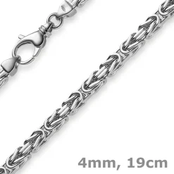 4mm Armband Königskette, 585 Weißgold, massiv, 19cm, Goldkette Unisex