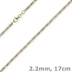 2,2mm Armband Kugelarmband aus 750 Gold gelb/rot/weiß tricolor diamantiert 17cm