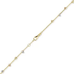 1,5mm Armband mit Kügelchen diamantiert 585 Gold gelb/rot/weiß tricolor 19cm