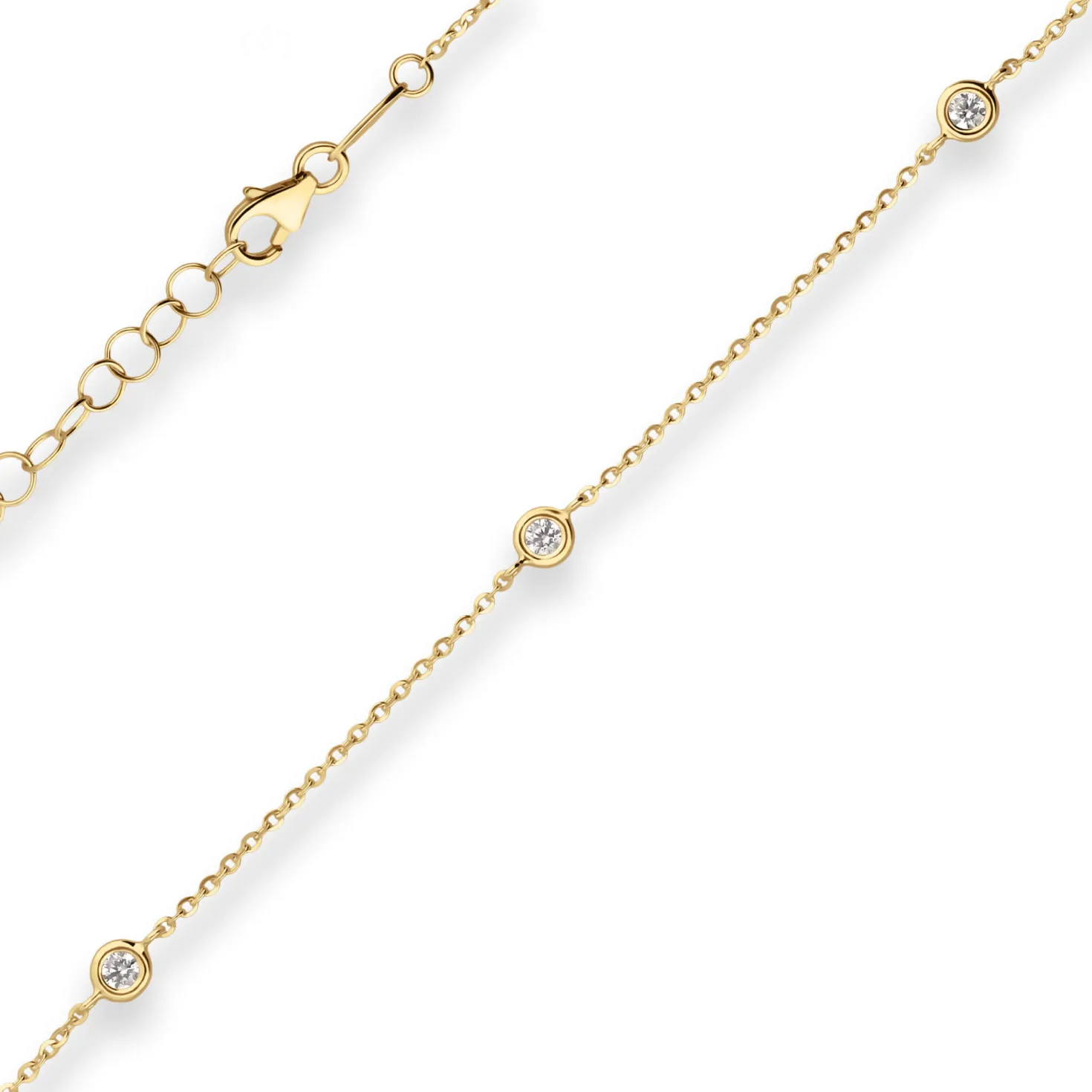 1,2mm Armband mit Zirkonia Ankerkette diamantiert aus 585 Gold Gelbgold 16cm