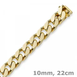 10mm Armband Panzerarmband 750 Gold Gelbgold massiv 4-seitig diamantiert 22cm