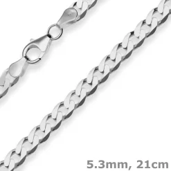 5,3mm Armband Panzerkette Armschmuck aus 925 Silber rhodiniert 21cm