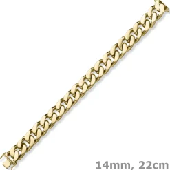 14mm Armband Panzerkette Armschmuck 585 Gold Gelbgold diamantiert 22cm