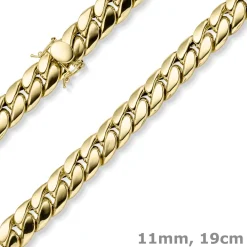 11mm Armband Panzerkette aus 585 Gold Gelbgold hohl mit Kastenschloss 19cm