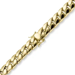 11mm Armband Panzerkette aus 585 Gold Gelbgold hohl mit Kastenschloss 19cm