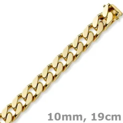 10mm Armband Panzerkette aus 585 Gold Gelbgold massiv 4-seitig diamantiert 19cm