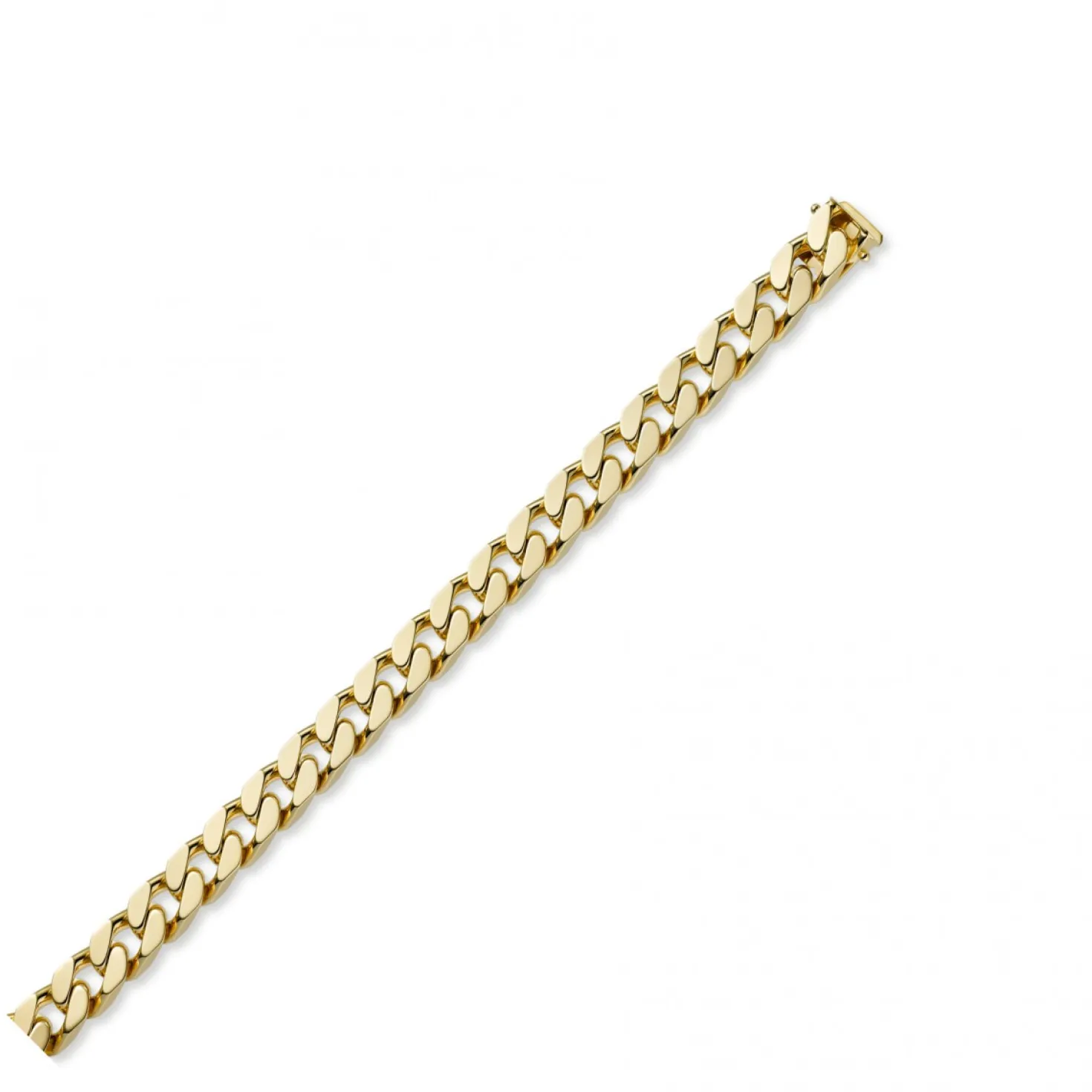 10mm Armband Panzerkette aus 585 Gold Gelbgold massiv 4-seitig diamantiert 19cm