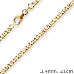 3,4mm Armband Panzerkette Goldarmband Armschmuck aus 585 Gold Gelbgold 21cm