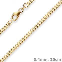 3,4mm Armband Panzerkette Goldarmband Armschmuck aus 585 Gold Gelbgold 20cm