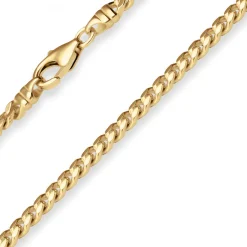4mm Armband Panzerkette oval diamantiert Armschmuck aus 750 Gold Gelbgold 19cm