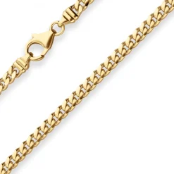4mm Armband Panzerkette oval diamantiert Armschmuck aus 750 Gold Gelbgold 19cm