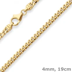 4mm Armband Panzerkette oval diamantiert Armschmuck aus 750 Gold Gelbgold 19cm