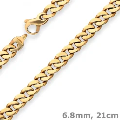 6,8mm Armband Panzerkette oval diamantiert Armschmuck aus 585 Gold Gelbgold 21cm