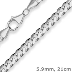 5,9mm Armband Panzerkette oval diamantiert aus 925 Silber rhodiniert 21cm