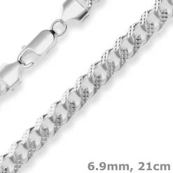 6,9mm Armband Panzerkette oval Silberarmband Armschmuck aus 925 Silber 21cm