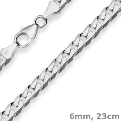 6mm Armband Panzerkette Silberarmband Armschmuck aus 925 Silber rhodiniert 23cm