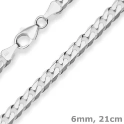 6mm Armband Panzerkette Silberarmband Armschmuck aus 925 Silber 21cm