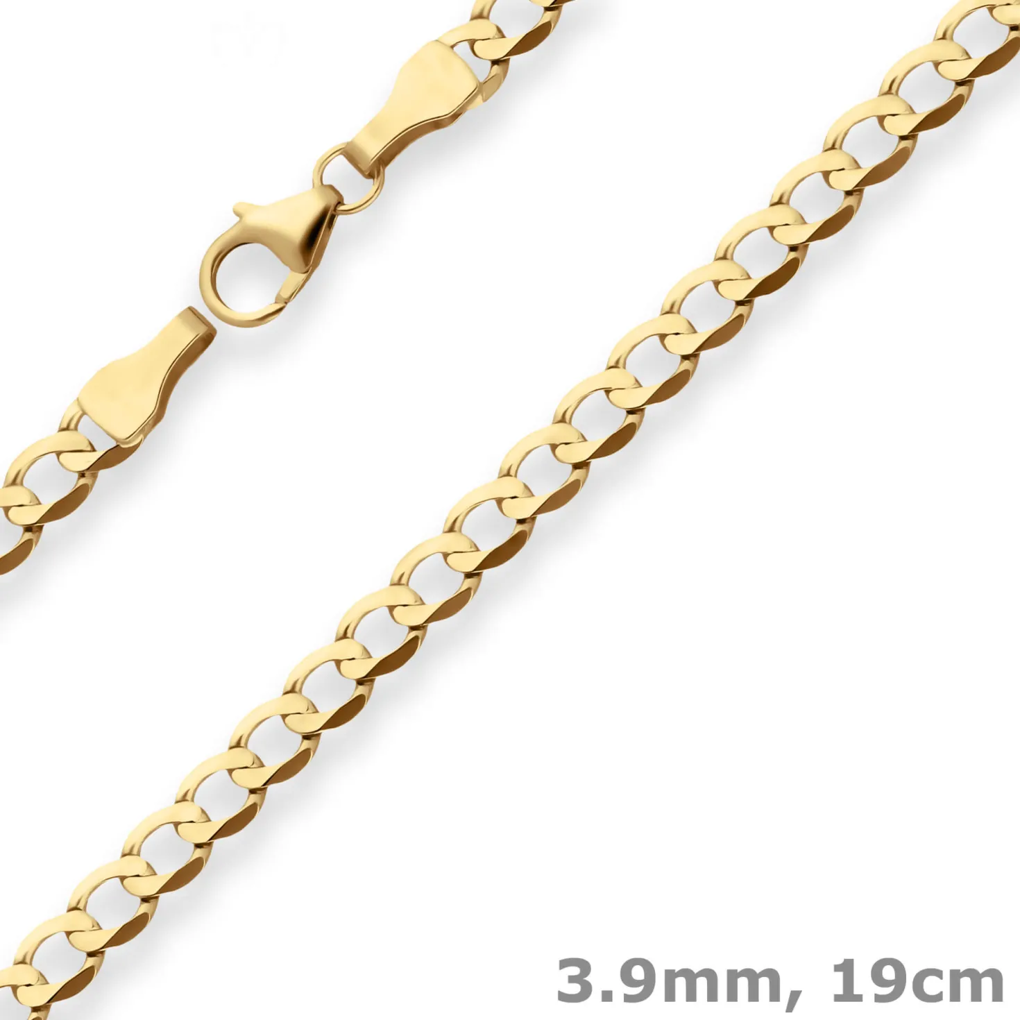 3,9mm Armband Panzerkette weit Goldarmband Armschmuck aus 585 Gold Gelbgold 19cm