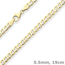 5,5mm Armband Panzerkette weit Goldarmband Armschmuck aus 585 Gold Gelbgold 19cm
