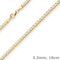 3,3mm Armband Panzerkette weit Goldarmband Armschmuck aus 585 Gold Gelbgold 19cm