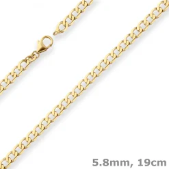 5,8mm Armband Panzerkette weit Goldarmband Armschmuck aus 333 Gold Gelbgold 19cm