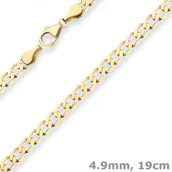 4,9mm Armband Panzerkette weit Goldarmband Armschmuck aus 333 Gold Gelbgold 19cm