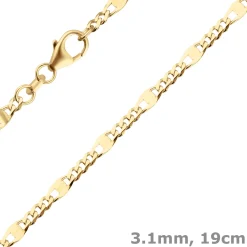 3,1mm Armband Panzerstegkette Goldarmband Armschmuck aus 585 Gold Gelbgold 19cm