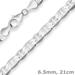 6,5mm Armband Panzerstegkette Silberarmband Armschmuck aus 925 Silber 21cm