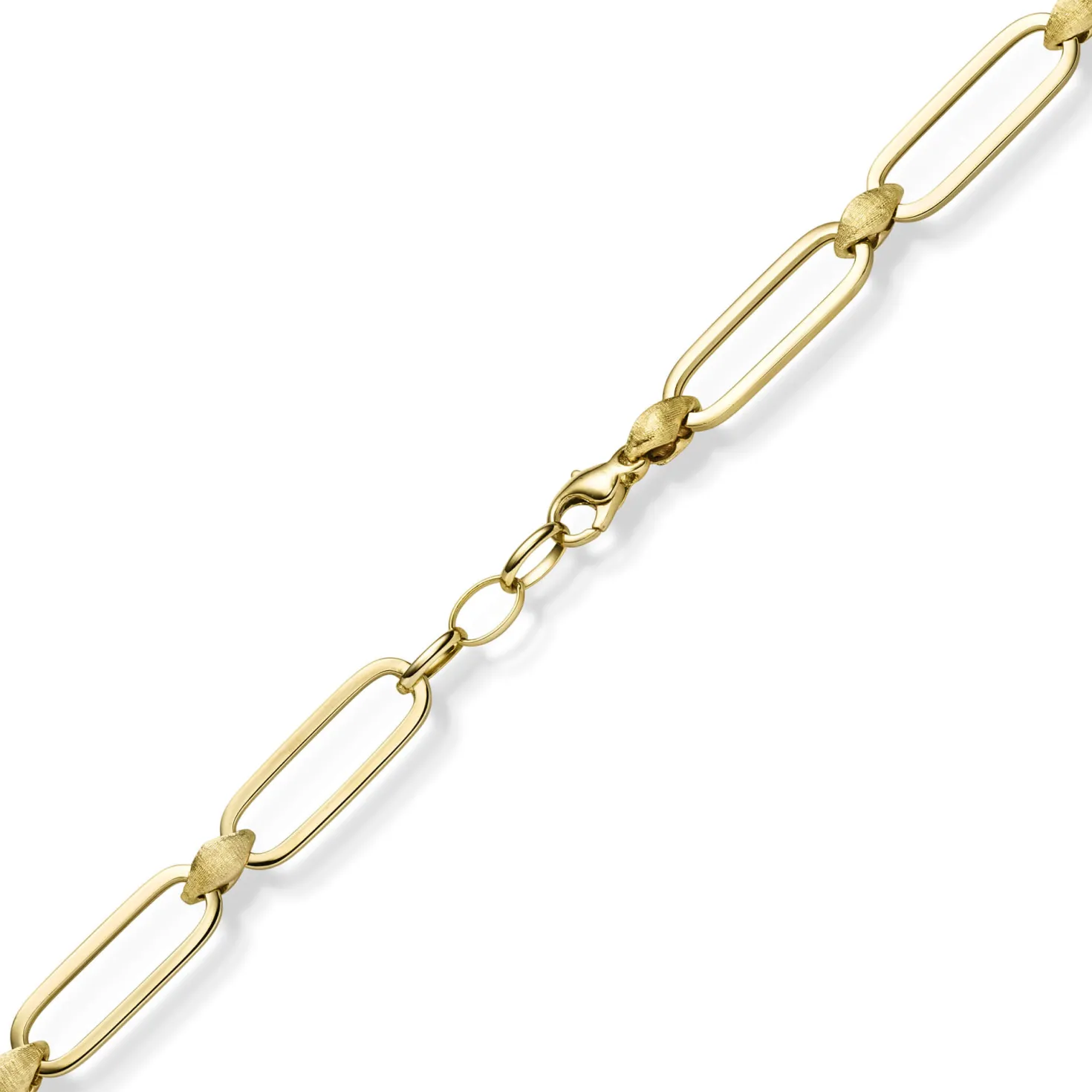 9,5mm Armband Paper-Clip Armkette aus 585 Gold Gelbgold teilmattiert 21cm