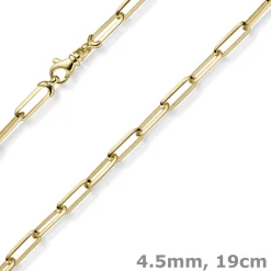 4,5mm Armband Paper-Clip Kette Armkette aus 585 Gold Gelbgold massiv 19cm