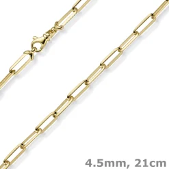 4,5mm Armband Paper-Clip Kette Armkette aus 585 Gold Gelbgold massiv 21cm