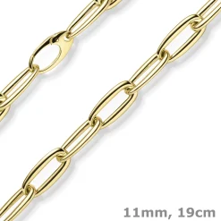 11mm Armband Paper-Clip Phantasie-Armkette aus 585 Gold Gelbgold glänzend 19cm