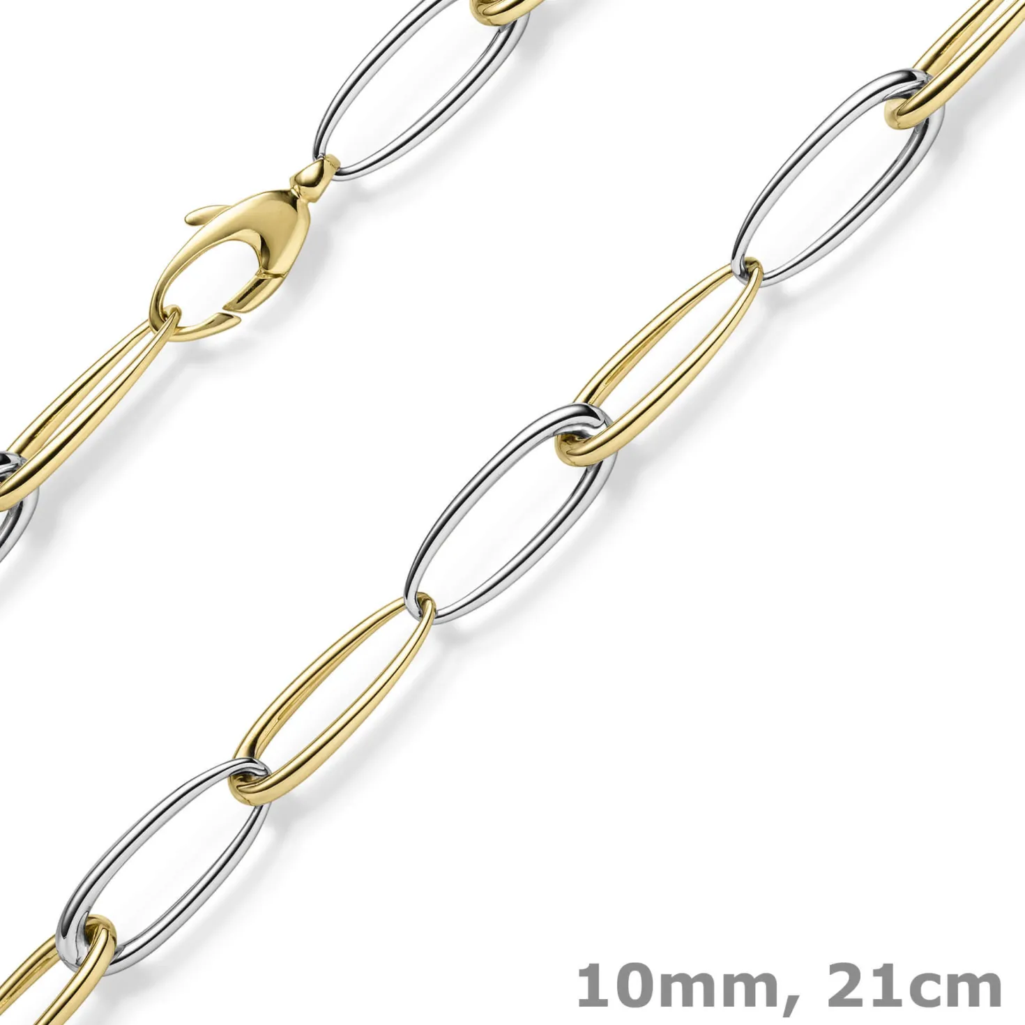 10mm Armband Phantasie-Armkette Armschmuck aus 585 Gold Gelbgold Weißgold 21cm