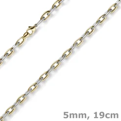 5mm Armband Phantasiekette aus 585 Gold Gelbgold Weißgold bicolor 19cm