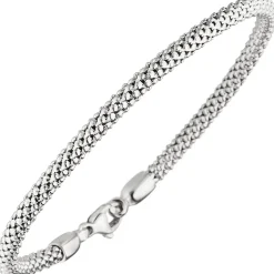 3,6mm Armband Popcornkette Weißgoldarmband Armkette, 750 Gold Weißgold, 20cm