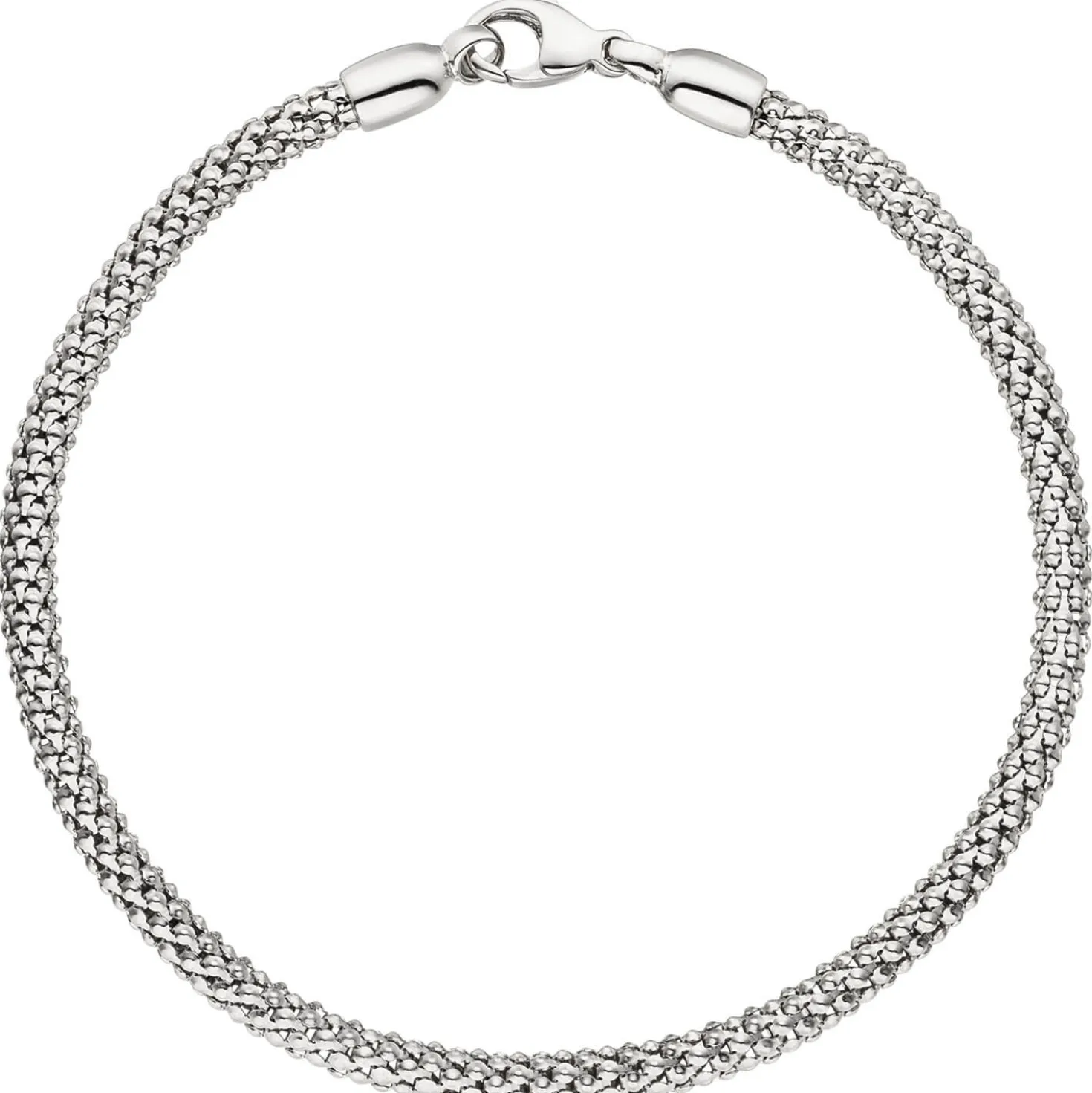 3,6mm Armband Popcornkette Weißgoldarmband Armkette, 750 Gold Weißgold, 20cm
