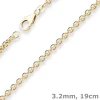 3,2mm Armband Rund-Ankerkette Goldarmband Armschmuck aus 585 Gold Gelbgold 19cm