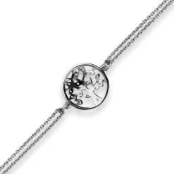 1,1mm Armband Rund-Ankerkette Lebensbaum aus 925 Silber rhodiniert 17cm Zirkonia