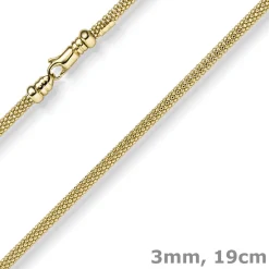 3mm Armband runde Himbeer-Kette aus 585 Gold Gelbgold Armschmuck Armkette 19cm