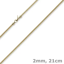 2mm Armband runde Himbeer-Kette aus 585 Gold Gelbgold Armschmuck Armkette, 21cm