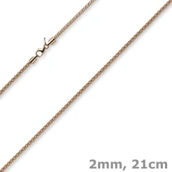 2mm Armband runde Himbeer-Kette aus 585 Gold Rotgold Armschmuck Armkette, 21cm