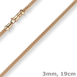 3mm Armband runde Himbeer-Kette aus 585 Gold Rotgold Armschmuck Armkette 19cm