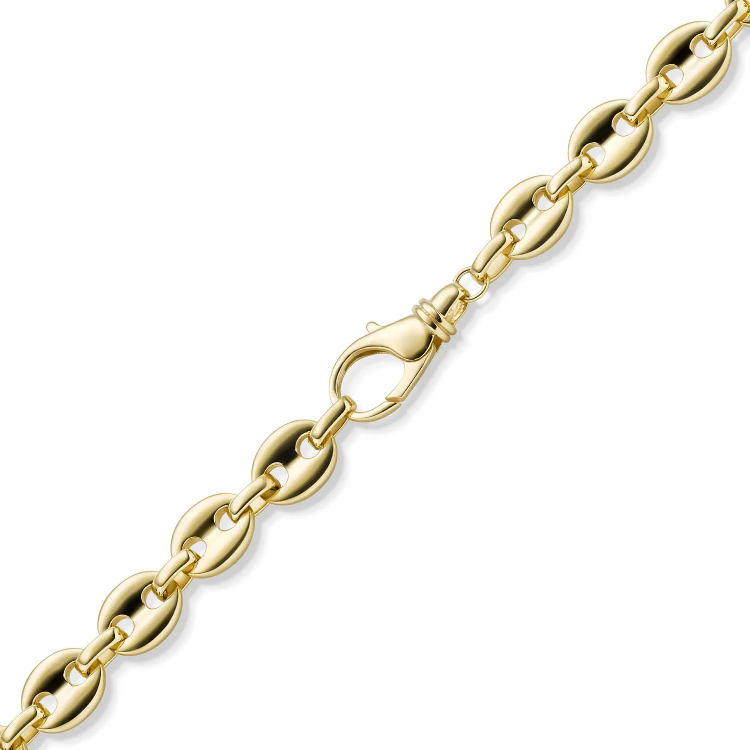 13mm Armband Schiffsankerkette Bohnenkette aus 585 Gold Gelbgold 22cm Herren