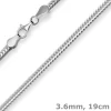 3,6mm Armband Schlangenkette oval Armschmuck aus 925 Silber rhodiniert 19cm